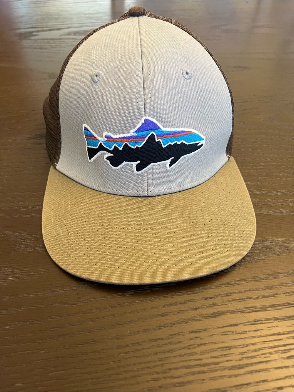 Patagonia Trout Patch Mesh Back Snapback Hat - Neutral & Tan